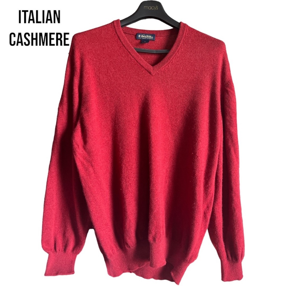 Brooks Brothers Red Italian Cashmere V Neck Sweater Long Sleeve XXL